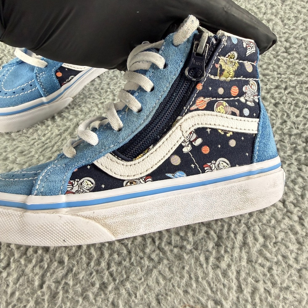 Vans SK8-Hi Astronaut Shoes Kid Boys Size 12.5 Blue Zip Up Hi-Top Sneakers - Picture 3 of 10